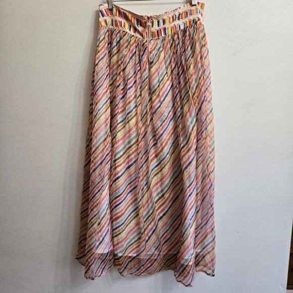 NWT Anthropologie Celia B Pilar Shimmer Silk Maxi Skirt L Sheer Boho Metallic - Picture 5 of 11